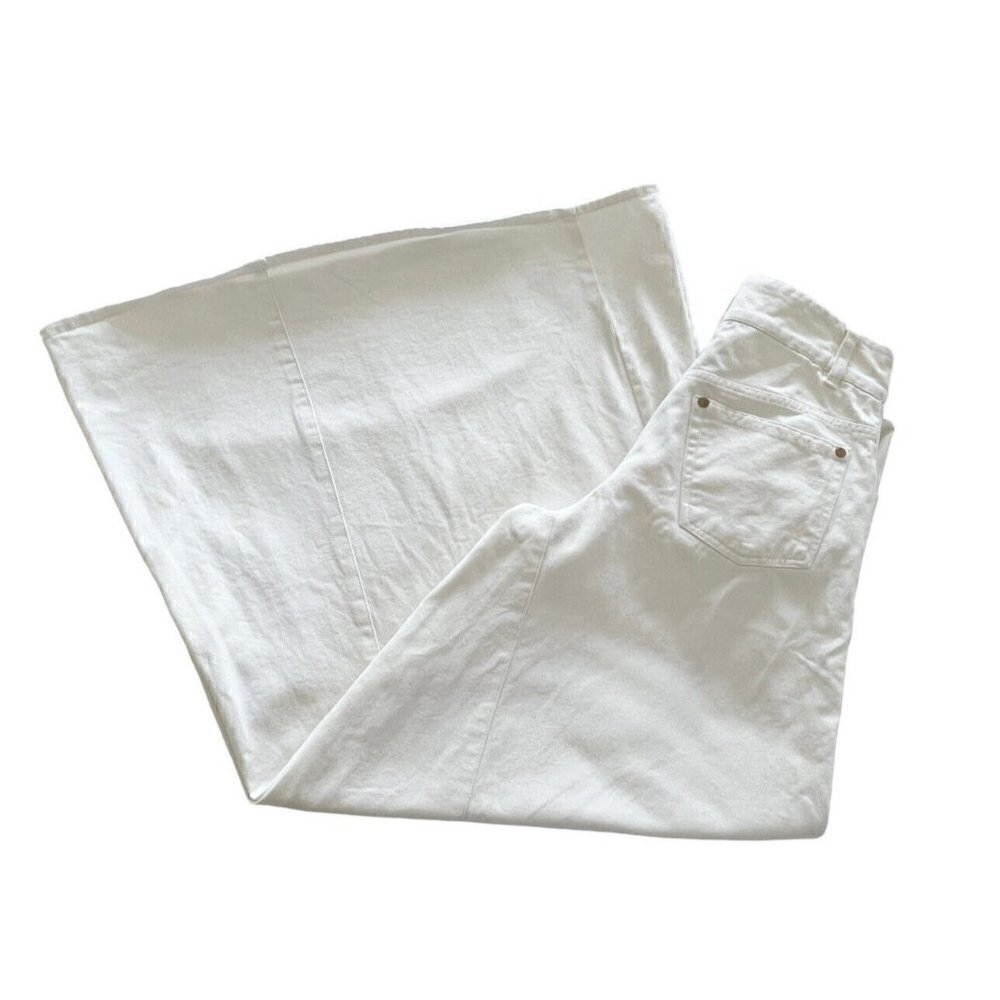 Farm Rio Women's Sz XS Off White (Natural) High Waisted Wide Leg Denim Jeans - Picture 9 of 9